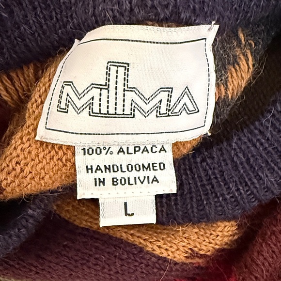 Millima Colorful Geometric Pattern 100% Alpaca Sweater - Picture 7 of 8